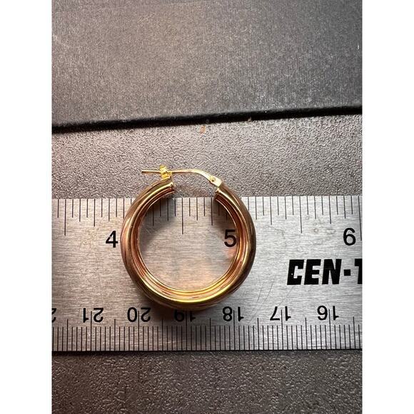 Rose Gold over sterling silver Italian hoop earrings - Picture 13 of 14